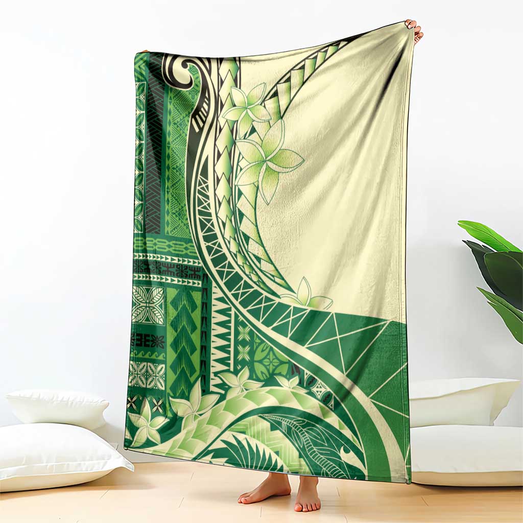 Samoa Siapo Mamanu Blanket Plumeria Emerald Motifs LT7 - Polynesian Pride