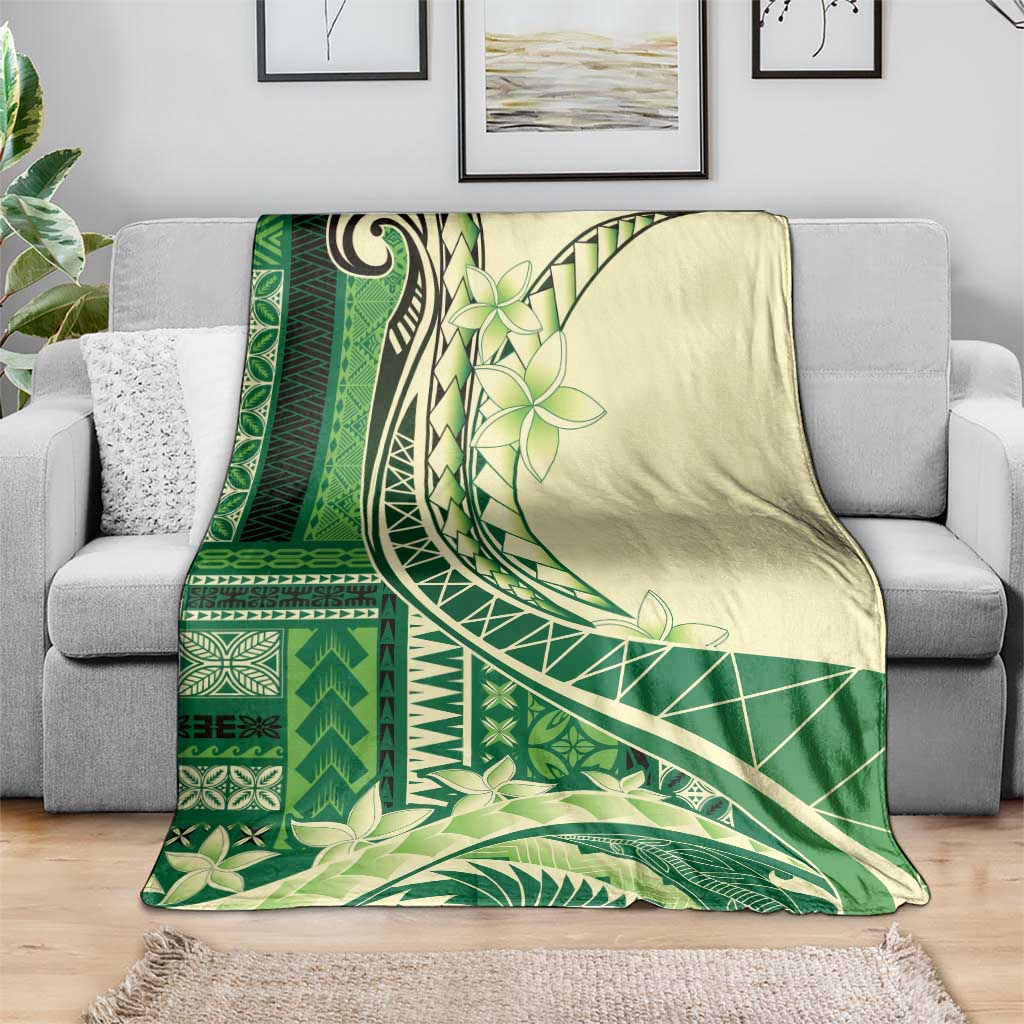 Samoa Siapo Mamanu Blanket Plumeria Emerald Motifs LT7 - Polynesian Pride