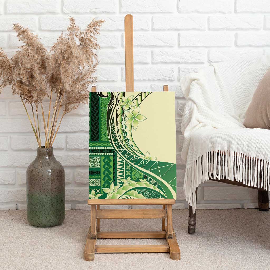 Samoa Siapo Mamanu Canvas Wall Art Plumeria Emerald Motifs LT7 - Polynesian Pride