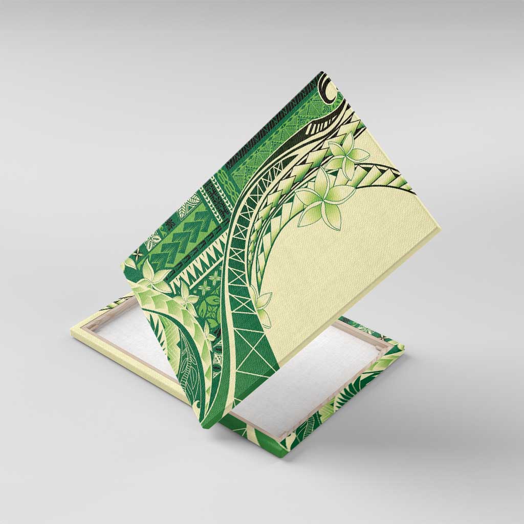 Samoa Siapo Mamanu Canvas Wall Art Plumeria Emerald Motifs LT7 With Frame Green - Polynesian Pride
