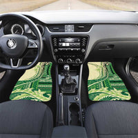 Samoa Siapo Mamanu Car Mats Plumeria Emerald Motifs LT7 Set 2pcs - Front Green - Polynesian Pride