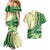 Samoa Siapo Mamanu Couples Matching Mermaid Dress and Hawaiian Shirt Plumeria Emerald Motifs