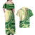 Samoa Siapo Mamanu Couples Matching Off Shoulder Maxi Dress and Hawaiian Shirt Plumeria Emerald Motifs