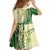 Samoa Siapo Mamanu Family Matching Off The Shoulder Long Sleeve Dress and Hawaiian Shirt Plumeria Emerald Motifs