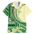 Samoa Siapo Mamanu Family Matching Off The Shoulder Long Sleeve Dress and Hawaiian Shirt Plumeria Emerald Motifs