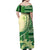 Samoa Siapo Mamanu Family Matching Off Shoulder Maxi Dress and Hawaiian Shirt Plumeria Emerald Motifs