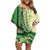 Samoa Siapo Mamanu Family Matching Off Shoulder Short Dress and Hawaiian Shirt Plumeria Emerald Motifs