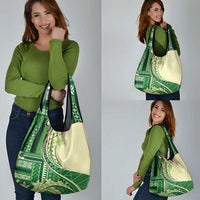 Samoa Siapo Mamanu Grocery Bag Plumeria Emerald Motifs