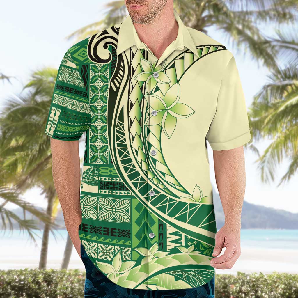Samoa Siapo Mamanu Hawaiian Shirt Plumeria Emerald Motifs LT7 - Polynesian Pride
