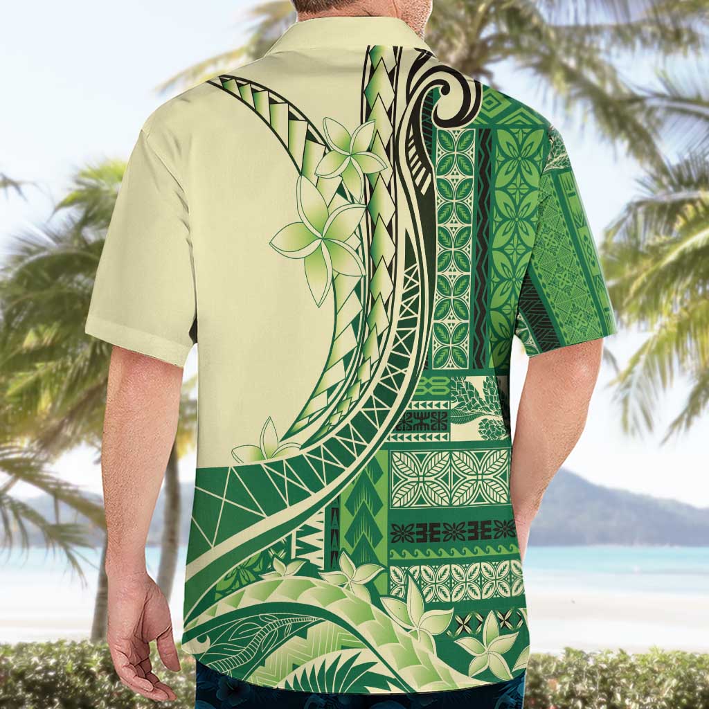 Samoa Siapo Mamanu Hawaiian Shirt Plumeria Emerald Motifs LT7 - Polynesian Pride