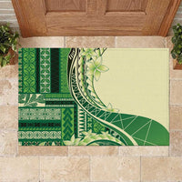 Samoa Siapo Mamanu Rubber Doormat Plumeria Emerald Motifs LT7 Green - Polynesian Pride