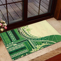 Samoa Siapo Mamanu Rubber Doormat Plumeria Emerald Motifs LT7 - Polynesian Pride