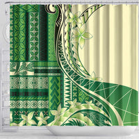 Samoa Siapo Mamanu Shower Curtain Plumeria Emerald Motifs