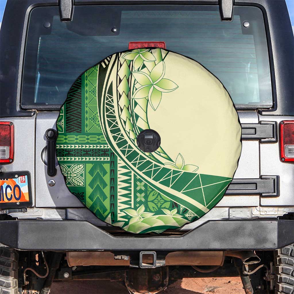 Samoa Siapo Mamanu Spare Tire Cover Plumeria Emerald Motifs LT7 Green - Polynesian Pride