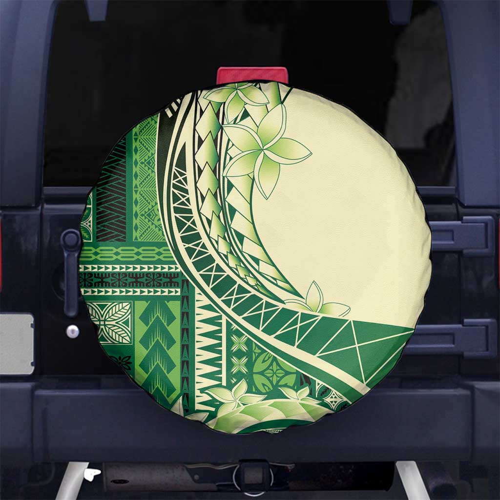 Samoa Siapo Mamanu Spare Tire Cover Plumeria Emerald Motifs LT7 - Polynesian Pride
