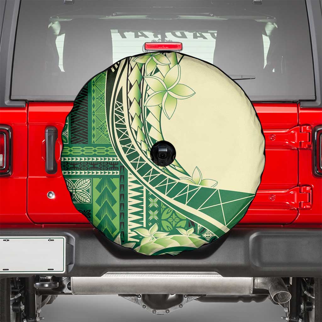 Samoa Siapo Mamanu Spare Tire Cover Plumeria Emerald Motifs LT7 - Polynesian Pride