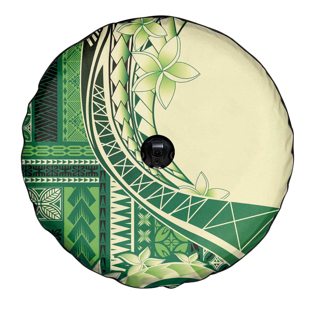 Samoa Siapo Mamanu Spare Tire Cover Plumeria Emerald Motifs LT7 - Polynesian Pride
