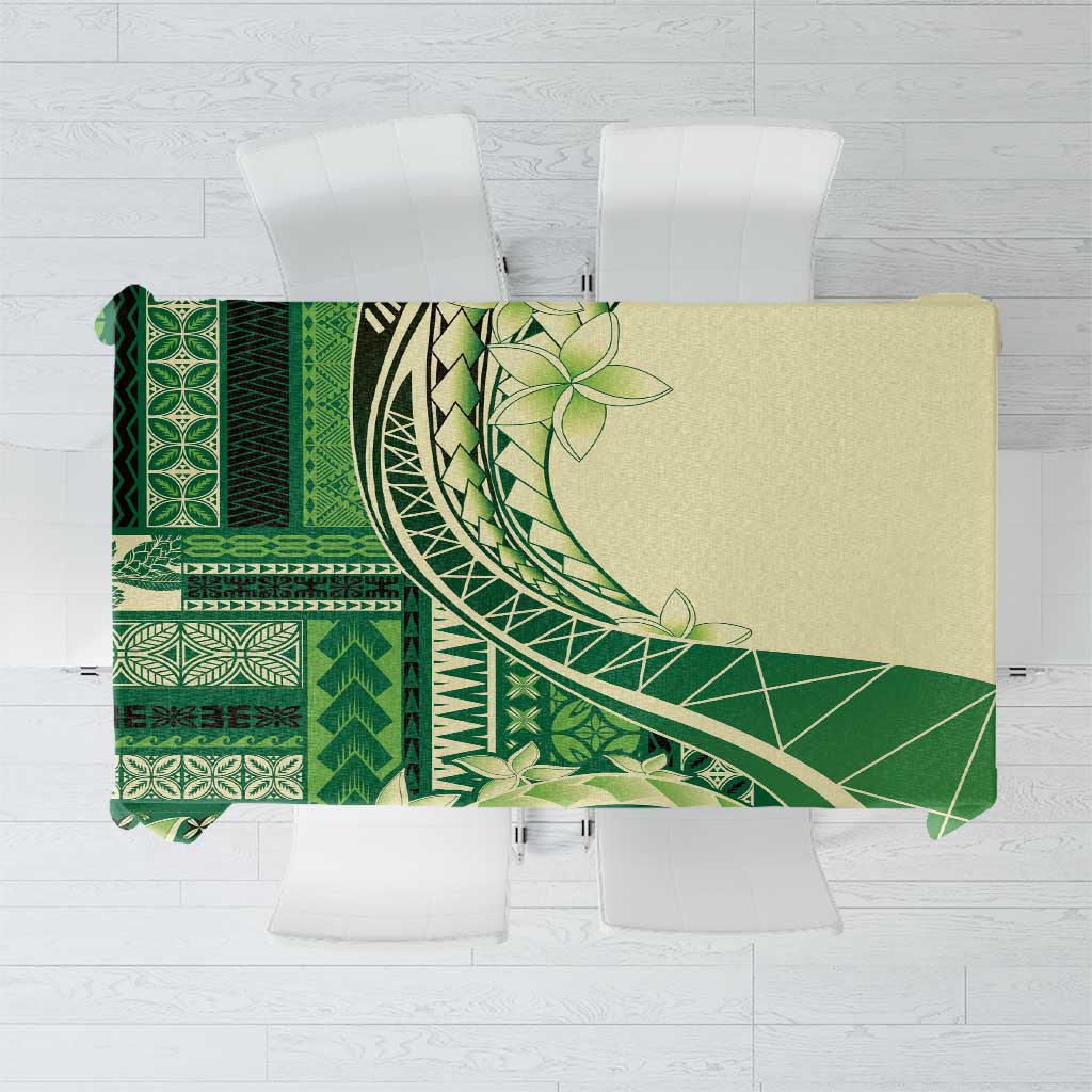 Samoa Siapo Mamanu Tablecloth Plumeria Emerald Motifs LT7 Green - Polynesian Pride