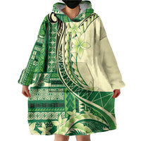 Samoa Siapo Mamanu Wearable Blanket Hoodie Plumeria Emerald Motifs LT7 - Polynesian Pride