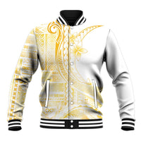 Samoa Siapo Mamanu Baseball Jacket Plumeria Fancy Gold Motifs LT7 Unisex Gold - Polynesian Pride