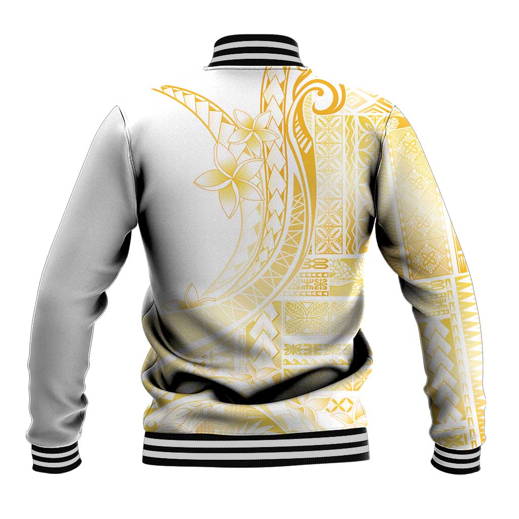Samoa Siapo Mamanu Baseball Jacket Plumeria Fancy Gold Motifs LT7 - Polynesian Pride