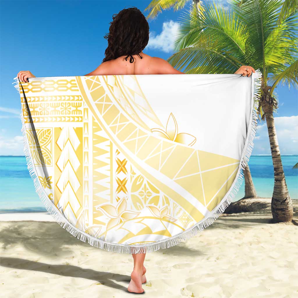 Samoa Siapo Mamanu Beach Blanket Plumeria Fancy Gold Motifs LT7 - Polynesian Pride