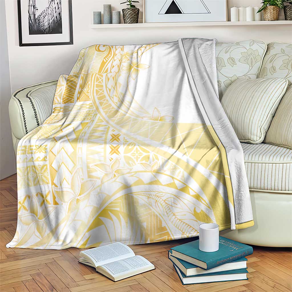 Samoa Siapo Mamanu Blanket Plumeria Fancy Gold Motifs LT7 Gold - Polynesian Pride