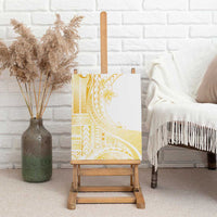 Samoa Siapo Mamanu Canvas Wall Art Plumeria Fancy Gold Motifs LT7 - Polynesian Pride