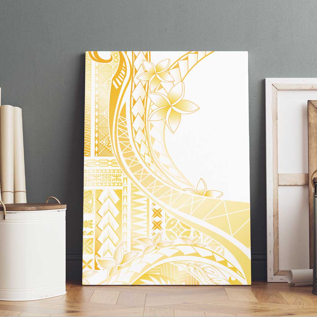 Samoa Siapo Mamanu Canvas Wall Art Plumeria Fancy Gold Motifs LT7 - Polynesian Pride