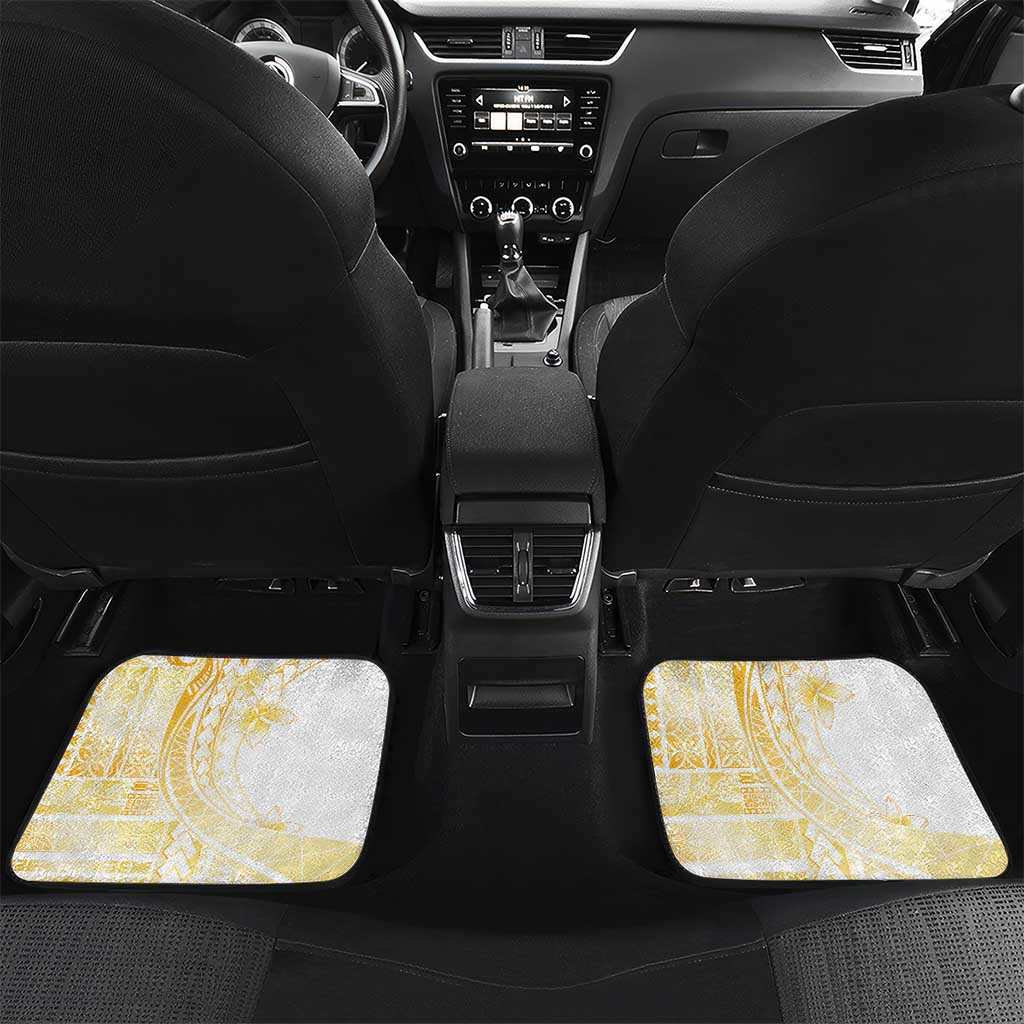 Samoa Siapo Mamanu Car Mats Plumeria Fancy Gold Motifs LT7 Set 2pcs - Back Gold - Polynesian Pride