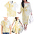 Samoa Siapo Mamanu Family Matching Off The Shoulder Long Sleeve Dress and Hawaiian Shirt Plumeria Fancy Gold Motifs