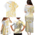 Samoa Siapo Mamanu Family Matching Puletasi and Hawaiian Shirt Plumeria Fancy Gold Motifs