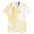 Samoa Siapo Mamanu Family Matching Short Sleeve Bodycon Dress and Hawaiian Shirt Plumeria Fancy Gold Motifs