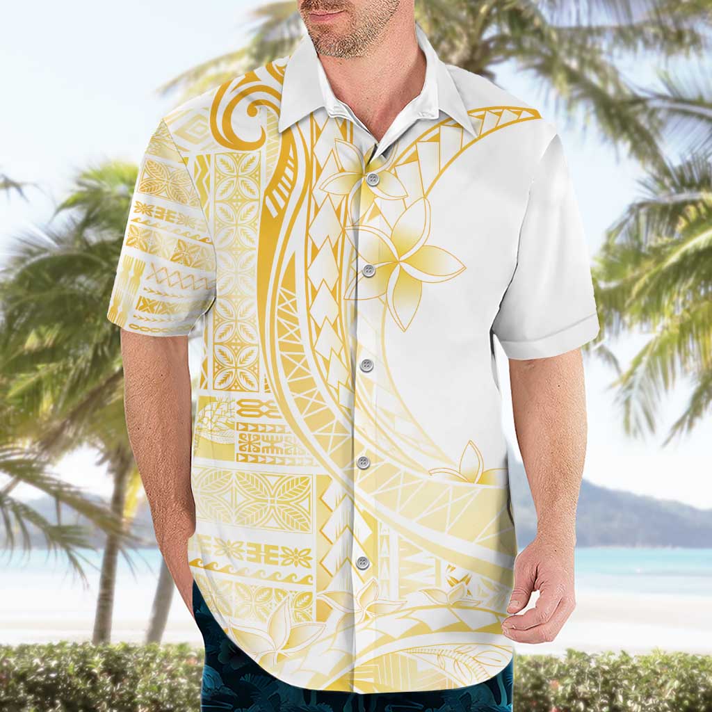 Samoa Siapo Mamanu Hawaiian Shirt Plumeria Fancy Gold Motifs LT7 - Polynesian Pride