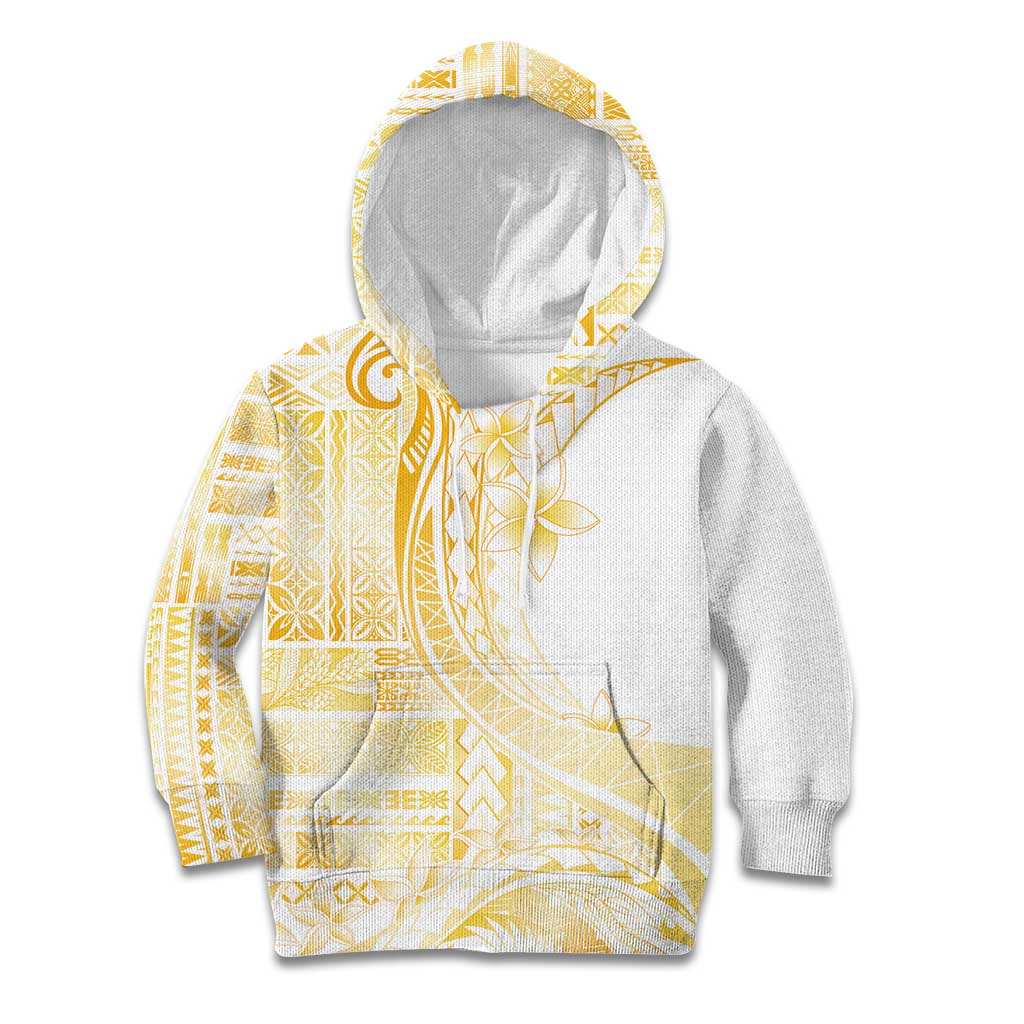 Samoa Siapo Mamanu Kid Hoodie Plumeria Fancy Gold Motifs