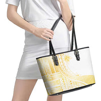 Samoa Siapo Mamanu Leather Tote Bag Plumeria Fancy Gold Motifs LT7 - Polynesian Pride
