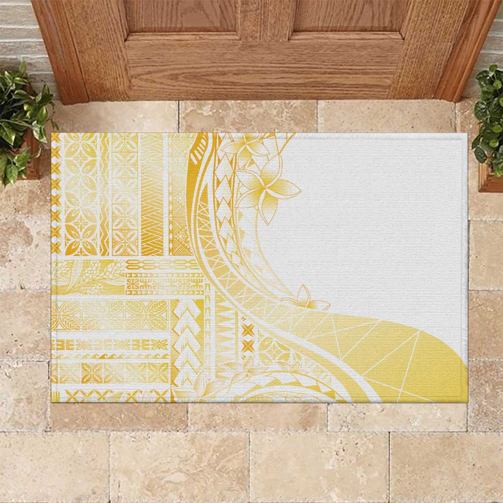 Samoa Siapo Mamanu Rubber Doormat Plumeria Fancy Gold Motifs LT7 Gold - Polynesian Pride