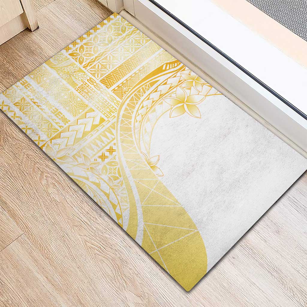 Samoa Siapo Mamanu Rubber Doormat Plumeria Fancy Gold Motifs LT7 - Polynesian Pride