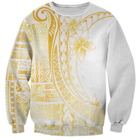 Samoa Siapo Mamanu Sweatshirt Plumeria Fancy Gold Motifs LT7 Unisex Gold - Polynesian Pride