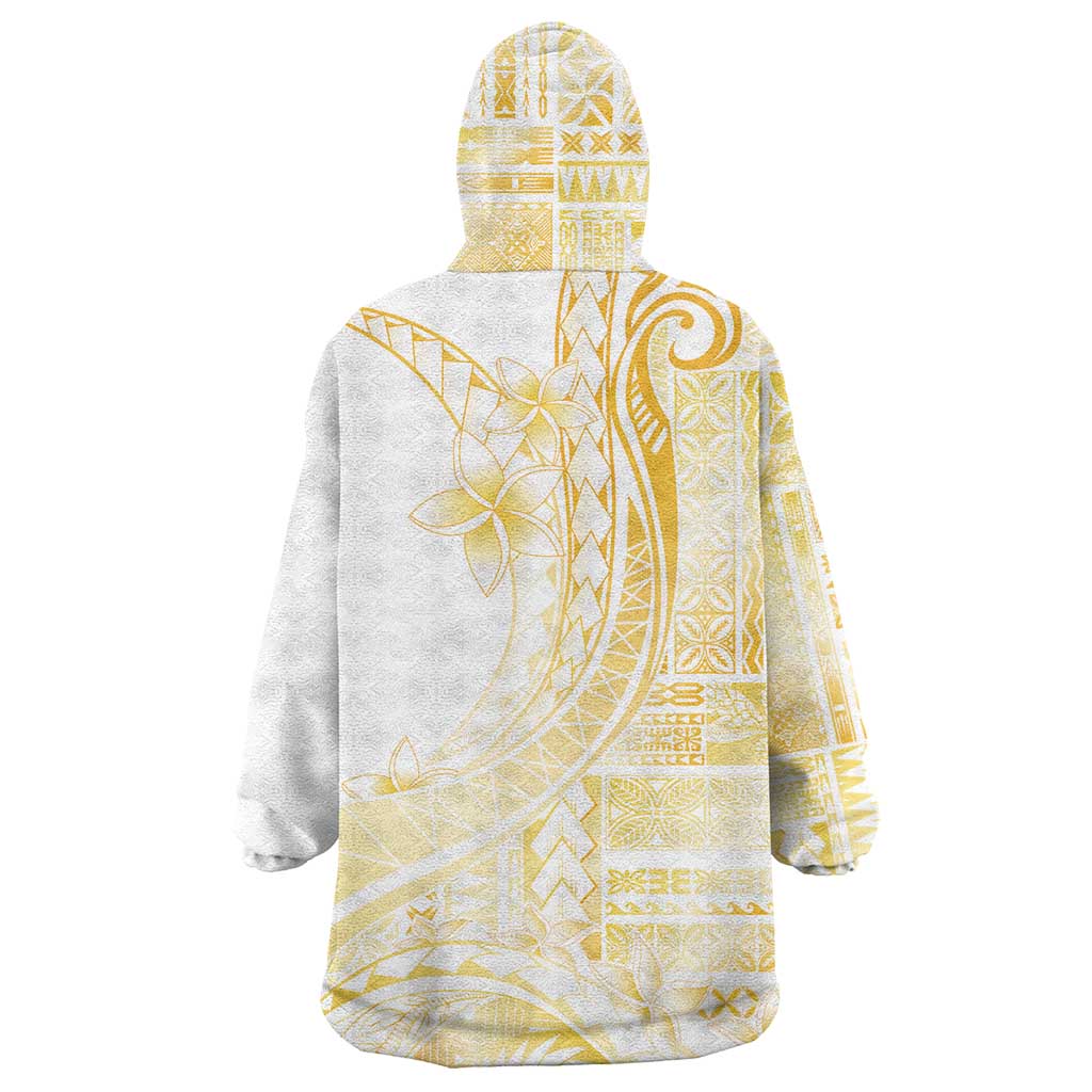 Samoa Siapo Mamanu Wearable Blanket Hoodie Plumeria Fancy Gold Motifs LT7 - Polynesian Pride