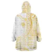 Samoa Siapo Mamanu Wearable Blanket Hoodie Plumeria Fancy Gold Motifs LT7 - Polynesian Pride