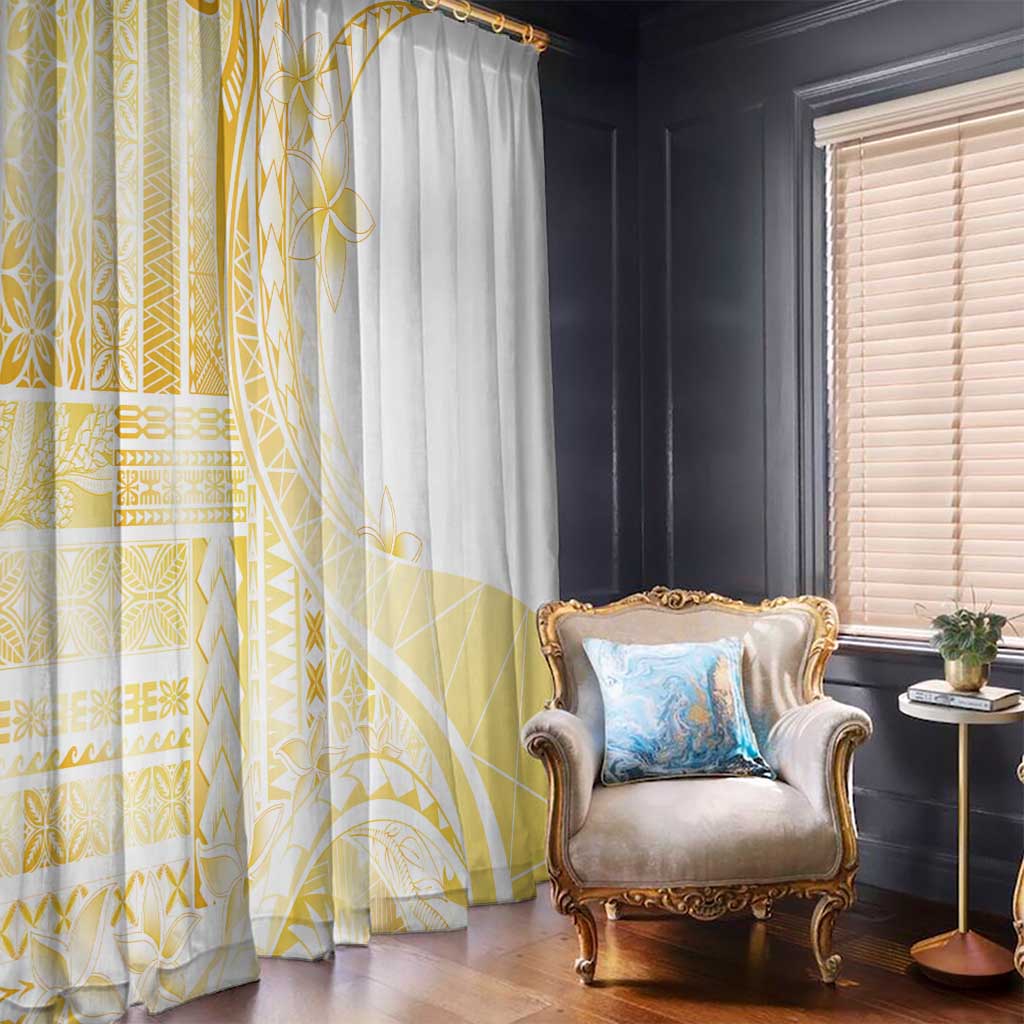Samoa Siapo Mamanu Window Curtain Plumeria Fancy Gold Motifs LT7 - Polynesian Pride