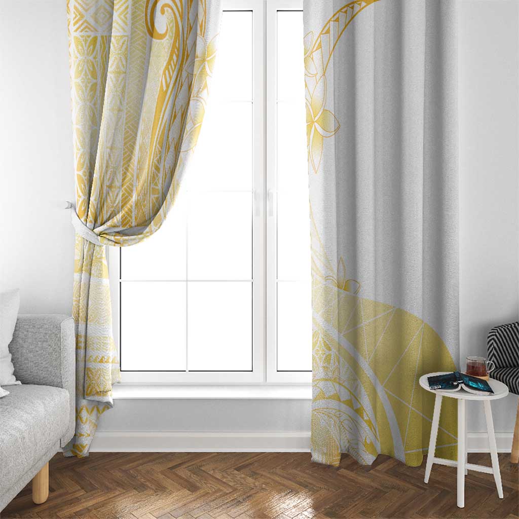 Samoa Siapo Mamanu Window Curtain Plumeria Fancy Gold Motifs LT7 - Polynesian Pride