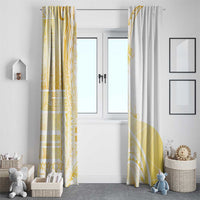 Samoa Siapo Mamanu Window Curtain Plumeria Fancy Gold Motifs LT7 - Polynesian Pride