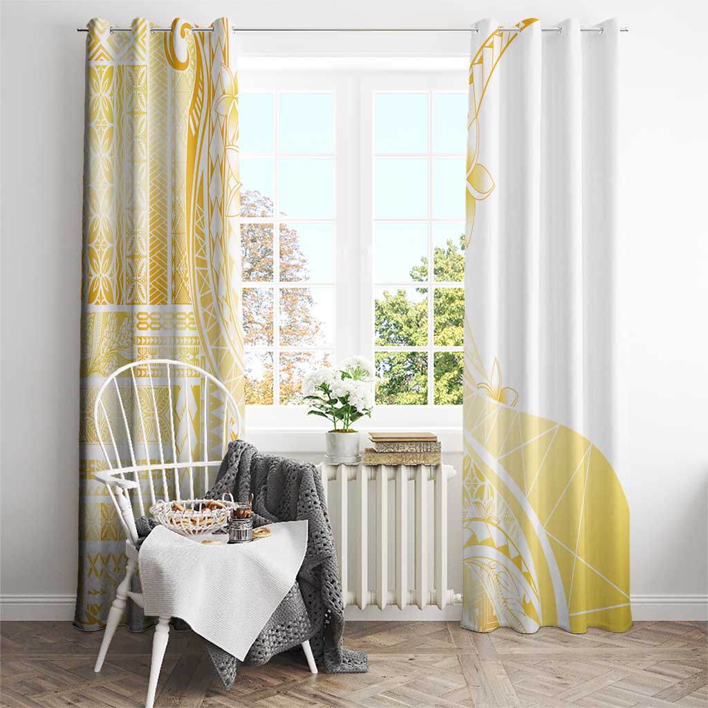 Samoa Siapo Mamanu Window Curtain Plumeria Fancy Gold Motifs LT7 - Polynesian Pride