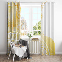 Samoa Siapo Mamanu Window Curtain Plumeria Fancy Gold Motifs LT7 - Polynesian Pride