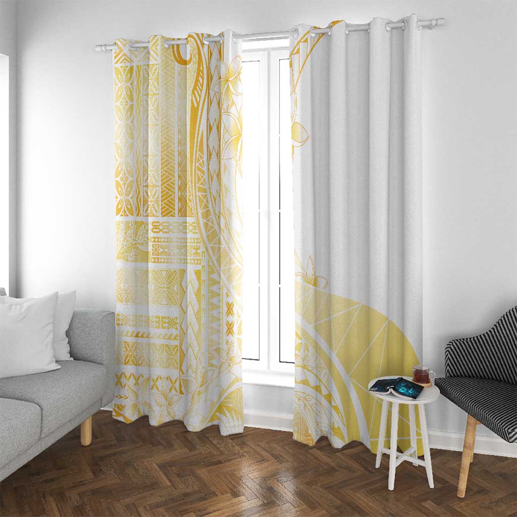 Samoa Siapo Mamanu Window Curtain Plumeria Fancy Gold Motifs LT7 With Grommets Gold - Polynesian Pride