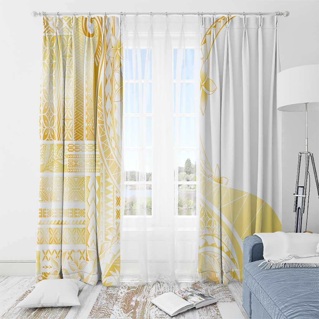 Samoa Siapo Mamanu Window Curtain Plumeria Fancy Gold Motifs LT7 - Polynesian Pride