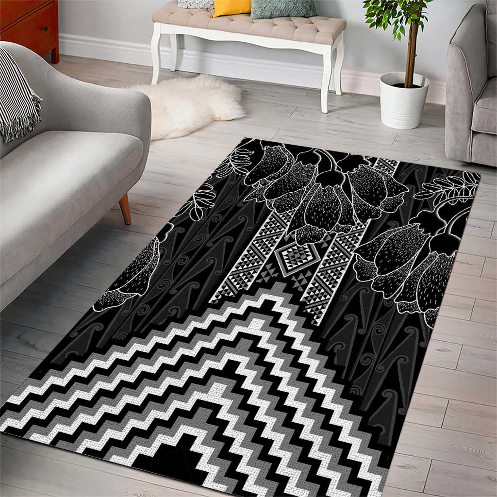 Aotearoa Taniko Pattern Area Rug Poutama Mix Kowhai Flowers