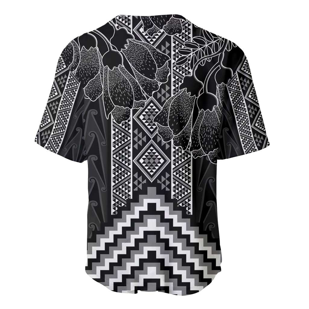 Aotearoa Taniko Pattern Baseball Jersey Poutama Mix Kowhai Flowers